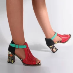 Red And Black Cut Out Sandals Patterned Chunky Heel Sandals 15 Red And Black Cut Out Sandals Patterned Chunky Heel Sandals -Ladies Fashion Shoes red and black cut out sandals patterned chunky heel sandals 4 .jpg.mst