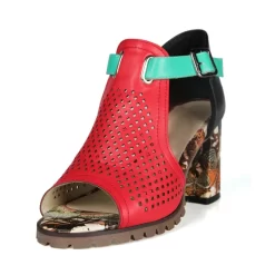 Red And Black Cut Out Sandals Patterned Chunky Heel Sandals 12 Red And Black Cut Out Sandals Patterned Chunky Heel Sandals -Ladies Fashion Shoes red and black cut out sandals patterned chunky heel sandals 7 .jpg.mst
