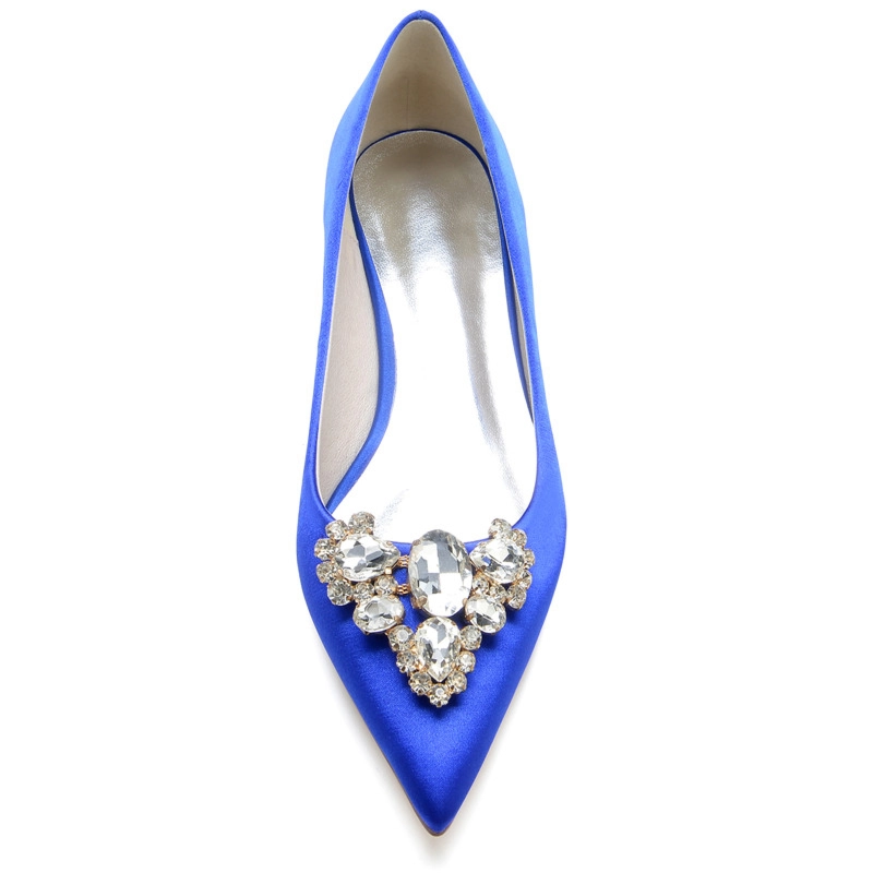 Rhinestone Embellished Satin Flats Pointed Toe Flat Shoes For Dance - Image 3