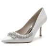 Rhinestone Leaf Pointed Toe Stiletto Heel Wedding Pumps -Ladies Fashion Shoes rhinestone leaf pointed toe stiletto heel wedding pumps 5 1 1