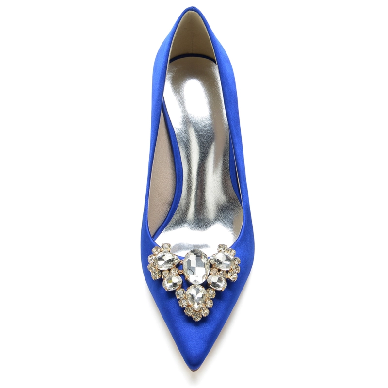 Women's Satin Rhinestone Pointed Toe Stiletto Heel Pumps 13 Women's Satin Rhinestone Pointed Toe Stiletto Heel Pumps - Image 11