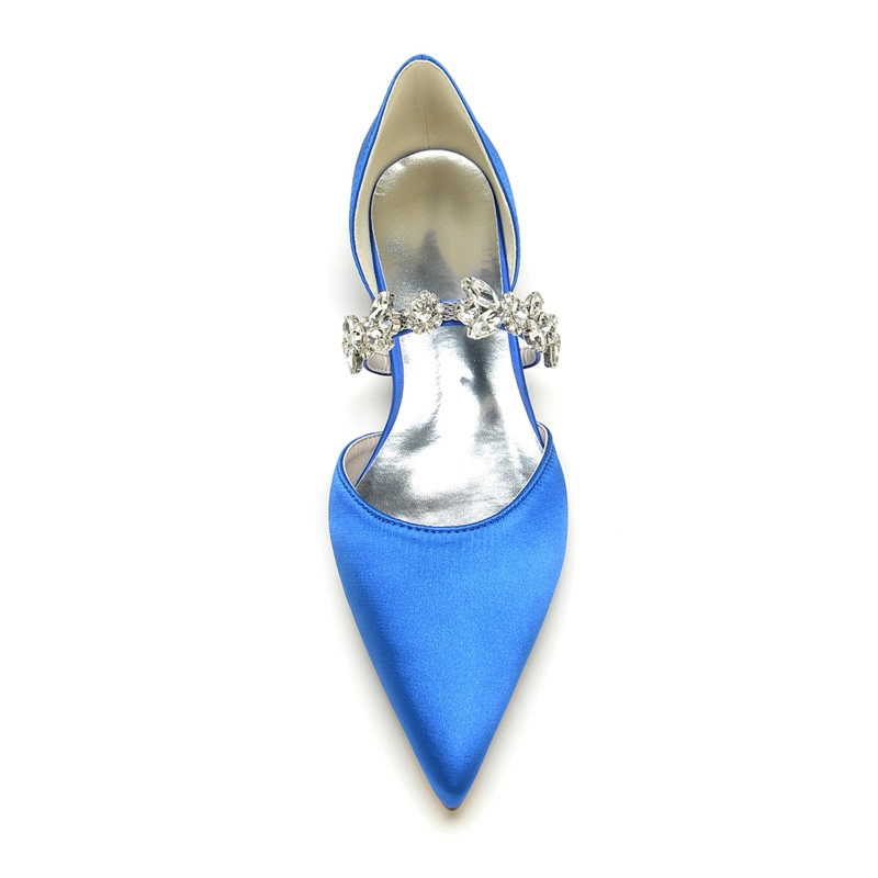 Rhinestone Strap D'orsay Flats Wedding Satin Flat Pumps - Image 3
