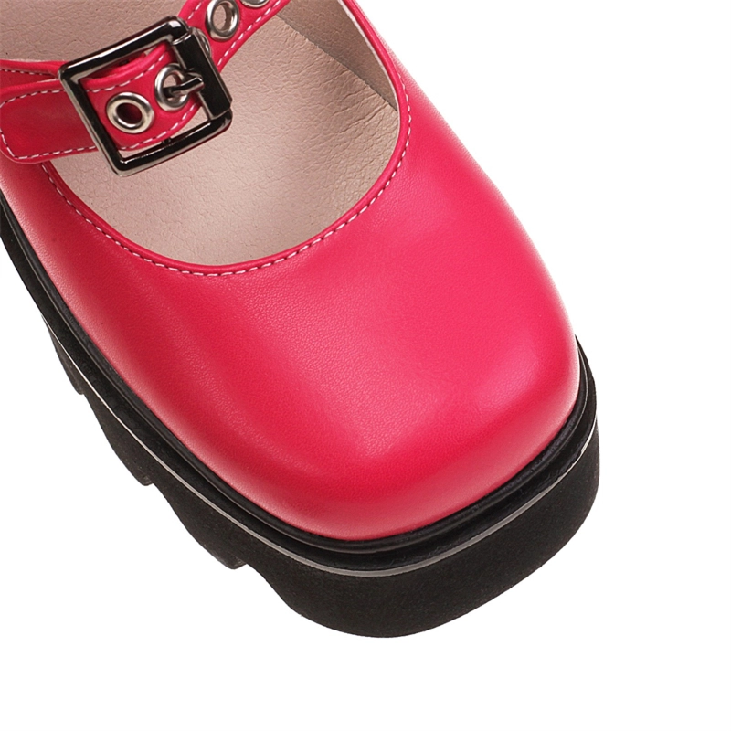 Y2K Rivet Platform Chunky Mary Jane Heels Double Strap Buckle Block Heel Shoes - Image 6