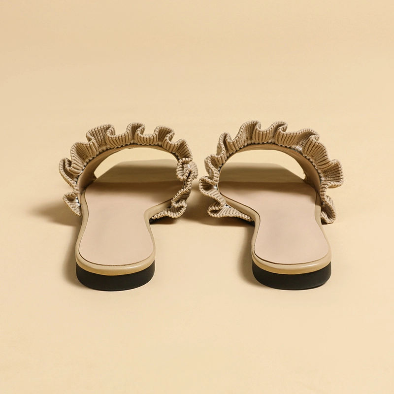 Ruffle Slide Flat Sandals Summer Comfy Slipper Sandals For Women - Image 13