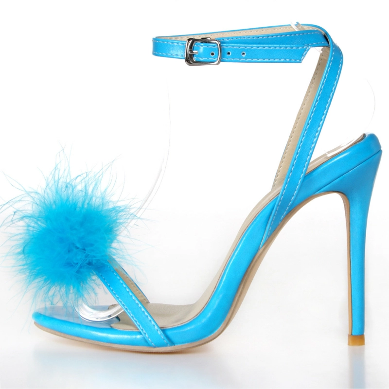 Sandals Heels With Fur Stiletto Heel Ankle Strap Sandals 12 Sandals Heels With Fur Stiletto Heel Ankle Strap Sandals - Image 10