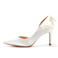 Satin Bow Back Pumps D'orsay Stiletto Heels Bridal Shoes For Wedding -Ladies Fashion Shoes satin bow back pumps d orsay stiletto heels bridal shoes for wedding 2 1.jpg.mst