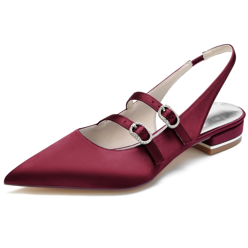Satin Mary Jane Slingback Pointed Toe Flat Shoes 4 Satin Mary Jane Slingback Pointed Toe Flat Shoes - Image 2