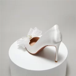 Satin Pearls Bow Wedding Heels Closed-Toe Stiletto Bridal Pumps -Ladies Fashion Shoes satin pearls bow wedding heels closed toe stiletto bridal shoes 20 1.jpg.mst