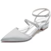 Satin Strappy Slingbacks Flats Pointed Toe Backless Buckle Flat Shoes