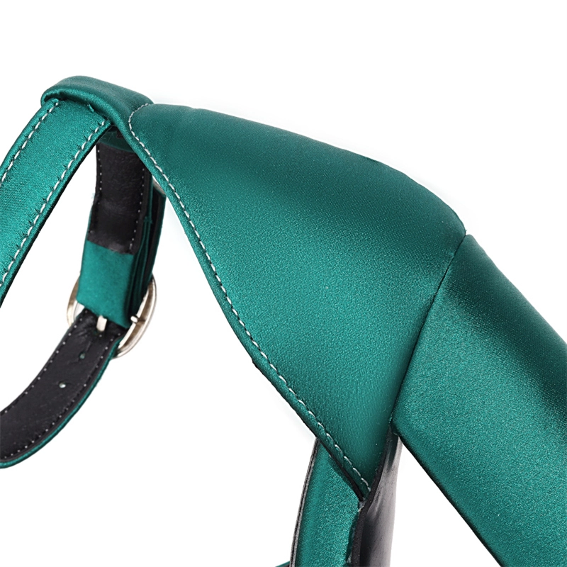 Satin Triple Strap Chunky Heels Platform Sandals Strappy Party Sandals With Buckle - Image 11