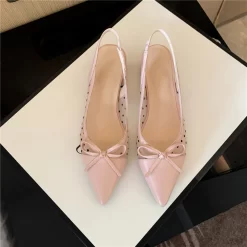 Sexy Polka Dot Mesh Slingbacks Shoes Flat Sandals With Bow -Ladies Fashion Shoes sexy polka dot mesh slingbacks shoes flat sandals with bow 3 1.jpg.mst