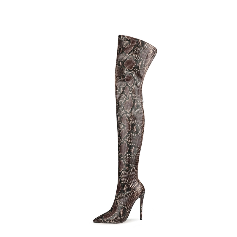 Sexy Snake Prints Stiletto Over The Knee Thigh High Boots With Pointy Toe - Image 13