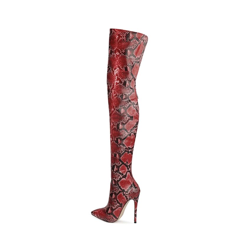 Sexy Snake Prints Stiletto Over The Knee Thigh High Boots With Pointy Toe - Image 6