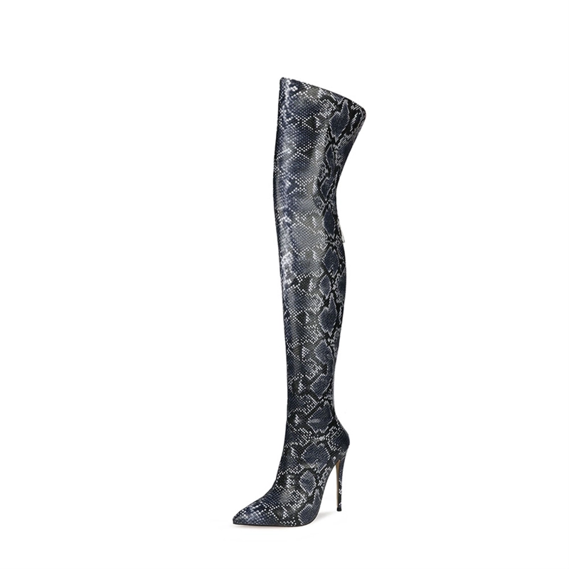 Sexy Snake Prints Stiletto Over The Knee Thigh High Boots With Pointy Toe - Image 20