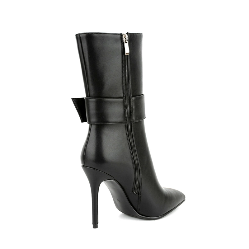 Sexy Stiletto Heel Ankle Boots Pointed Toe Buckle Tall Boots - Image 5