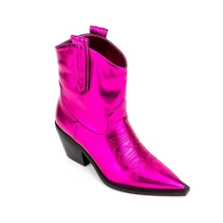Shiny Fuchsia Block Heels Pointy Toe Western Cowboy Boots Ankle Booties -Ladies Fashion Shoes shiny fuchsia block heels pointy toe western cowboy boots ankle booties 8 .jpg.mst
