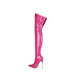 Shiny PU Long Thigh High Boots Stiletto Heel Wide Calf Zip Boots -Ladies Fashion Shoes shiny pu long thigh high boots stiletto heel wide calf zip pleaser boots 13 1.jpg.mst