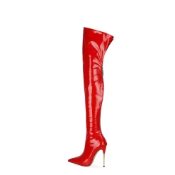 Shiny PU Long Thigh High Boots Stiletto Heel Wide Calf Zip Boots -Ladies Fashion Shoes shiny pu long thigh high boots stiletto heel wide calf zip pleaser boots 16 1.jpg.mst