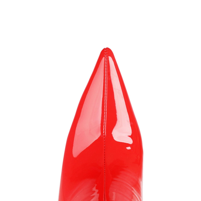 Shiny PU Long Thigh High Boots Stiletto Heel Wide Calf Zip Boots - Image 18