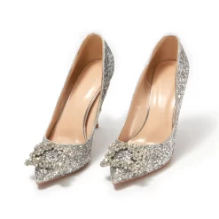 Silver Sequin Pointed Toe Rhinestones Bridal Heeled Glitter Pumps -Ladies Fashion Shoes silver glitter pointed toe rhinestones bridal heeled pumps 6 .jpg.mst