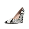 Snake Print Heels Wedges Shoes Closed Toe Pumps