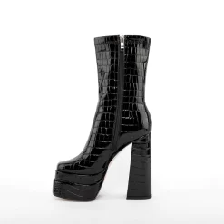 Snake Print Platform Ankle Boots Patent Leather Chunky Heel Booties With Zipper -Ladies Fashion Shoes snake print platform ankle boots patent leather chunky heel booties with zipper 24 1.jpg.mst