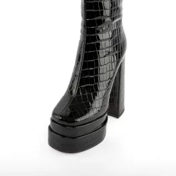 Snake Print Platform Ankle Boots Patent Leather Chunky Heel Booties With Zipper -Ladies Fashion Shoes snake print platform ankle boots patent leather chunky heel booties with zipper 29 1 1.jpg.mst