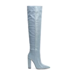 Snake Printed Pointy Toe Block Heel Women Knee High Boots -Ladies Fashion Shoes snake printed pointy toe block heel women knee high boots light blue 3 1.jpg.mst