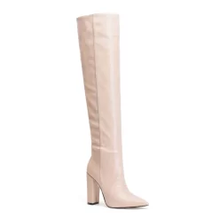 Snake Printed Pointy Toe Block Heel Women Knee High Boots -Ladies Fashion Shoes snake printed pointy toe block heel women knee high boots pink 1 2.jpg.mst