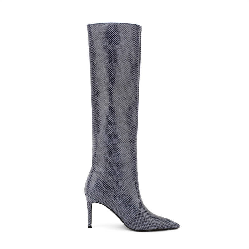 Snake Prints Boots Stiletto Knee High Boots 4 Inches High Heels 5 Snake Prints Boots Stiletto Knee High Boots 4 Inches High Heels - Image 3