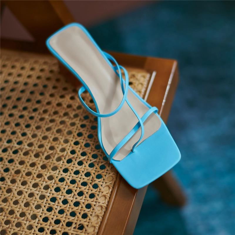 Spring Square Toe Strappy Sandals Shoes With Irregular Block Heels - Image 15