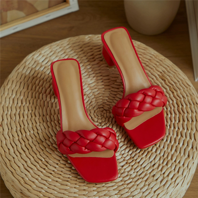 Fashion Woven Spool Heel Mule Strappy Padded Sandals 22 Fashion Woven Spool Heel Mule Strappy Padded Sandals - Image 20