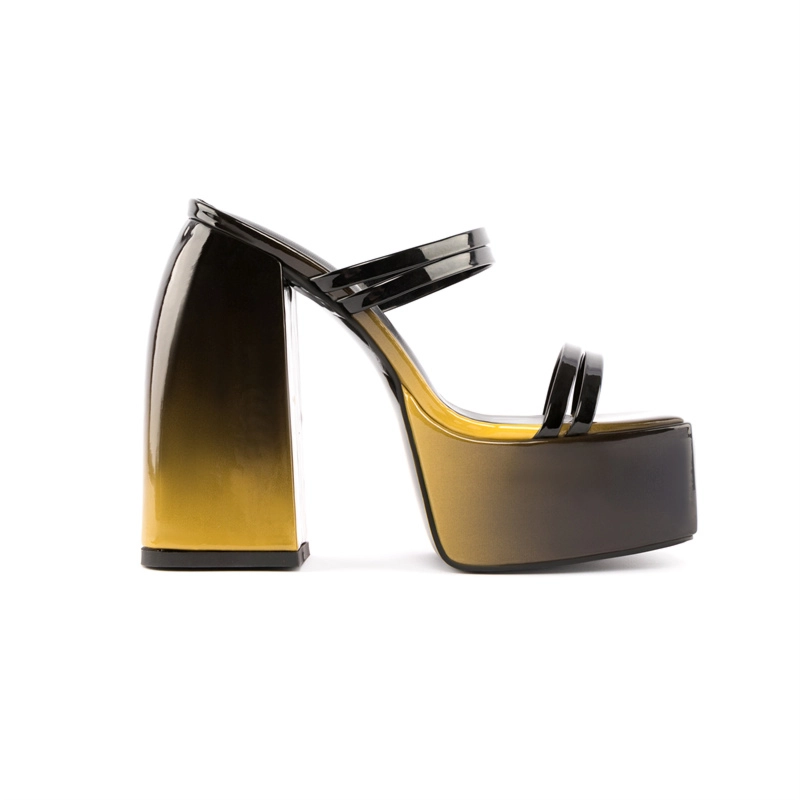 Strappy Chunky Platform Sandals Square Toe Dresses Mules Sandals - Image 3