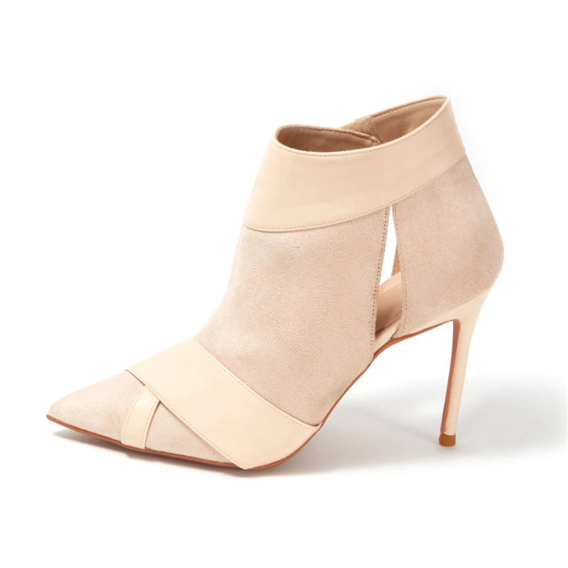 Suede Ankle Boots Pointed Toe Stiletto Heels Velcro - Image 9
