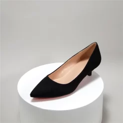 Suede Pointy Toe Kitten Heel Work Pumps Low Heels