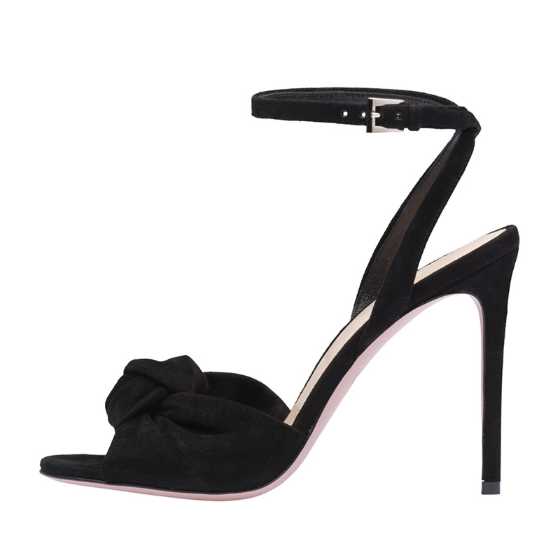 Suede Stiletto Slingback Ankle Strap 5" Heels Knotted Sandals Shoes 5 Suede Stiletto Slingback Ankle Strap 5" Heels Knotted Sandals Shoes - Image 3
