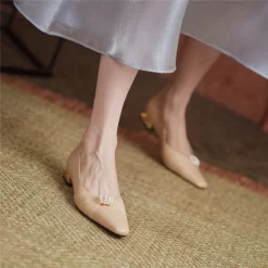 Summer Almond Toe Pearls Mesh Flats Leather Shoes Low Heels -Ladies Fashion Shoes summer almond toe pearls mesh flats leather shoes low heels 8 1 1.jpg.mst