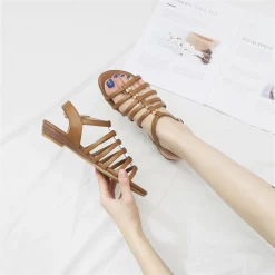 Summer Open Toe Multi-Strap Buckle Low Heel Gladiator Sandals -Ladies Fashion Shoes summer open toe multi strap buckle low wedge gladiator sandals 19 1.jpg.mst