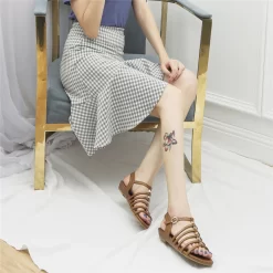 Summer Open Toe Multi-Strap Buckle Low Heel Gladiator Sandals -Ladies Fashion Shoes summer open toe multi strap buckle low wedge gladiator sandals 25 1.jpg.mst