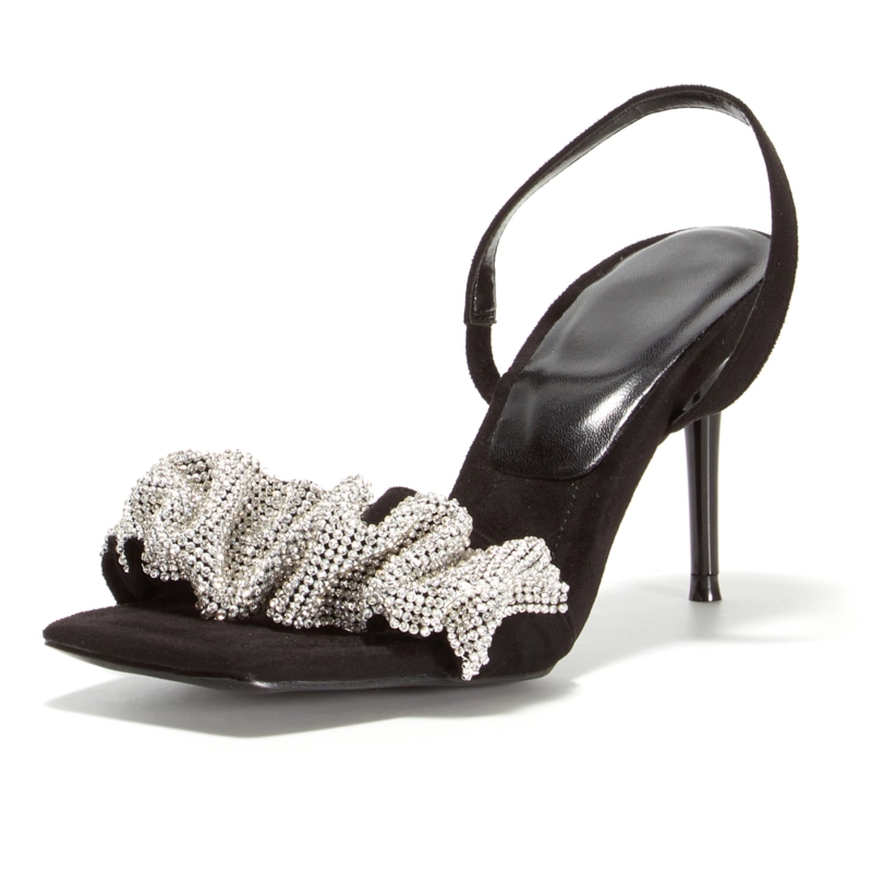 Summer Party Sandals Stiletto Heels Crystal Open Toe Heeled Sandal Shoes In Black 3 Summer Party Sandals Stiletto Heels Crystal Open Toe Heeled Sandal Shoes In Black