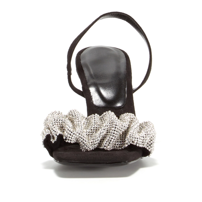 Summer Party Sandals Stiletto Heels Crystal Open Toe Heeled Sandal Shoes In Black 4 Summer Party Sandals Stiletto Heels Crystal Open Toe Heeled Sandal Shoes In Black - Image 2