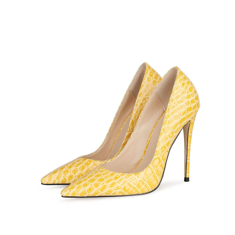 Summer Snake Printed Pumps Heels Pointed Toe Shoes High Heels 4 Inches - Image 20