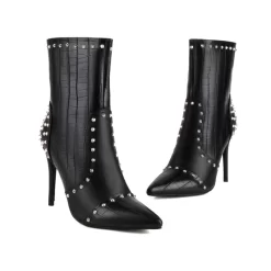 Women's Black Veagn Leather Pointed Toe Rivets Stiletto Heels Ankle Booties 33 Women's Black Veagn Leather Pointed Toe Rivets Stiletto Heels Ankle Booties -Ladies Fashion Shoes u2s my 20221102 1 9.jpg.mst