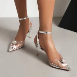Silver Rhinestone Ankle Strappy Clear Pumps Slingback Heel Wedding Shoes 17 Silver Rhinestone Ankle Strappy Clear Pumps Slingback Heel Wedding Shoes -Ladies Fashion Shoes u2s myd 20221102 2 2 1.jpg.mst