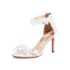 Rhinestone Open Toe Stiletto Heels Sandals Wedding Sandals