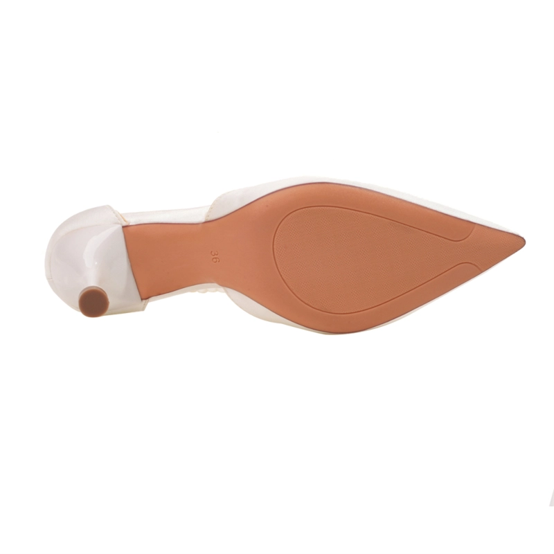 White Satin Pointed Toe Pearl Strappy Stilettos Wedding Pumps 13 White Satin Pointed Toe Pearl Strappy Stilettos Wedding Pumps - Image 11