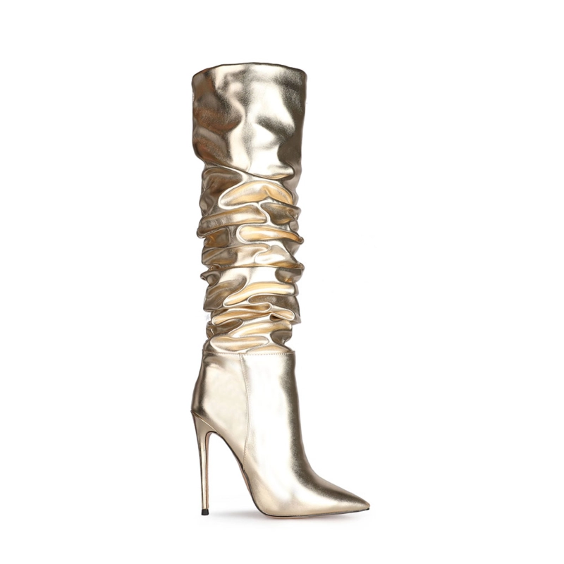 Metallic Plisse Stilettos Over The Knee Boots 5 Metallic Plisse Stilettos Over The Knee Boots - Image 3