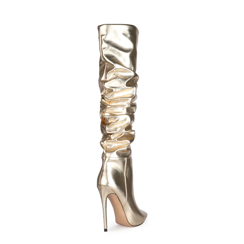 Metallic Plisse Stilettos Over The Knee Boots 6 Metallic Plisse Stilettos Over The Knee Boots - Image 4