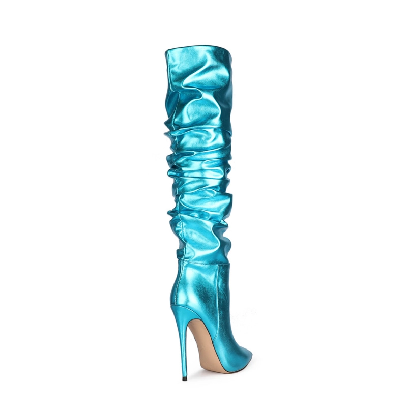Metallic Plisse Stilettos Over The Knee Boots 19 Metallic Plisse Stilettos Over The Knee Boots - Image 17