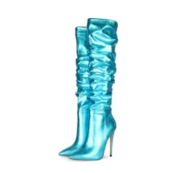 Metallic Plisse Stilettos Over The Knee Boots 35 Metallic Plisse Stilettos Over The Knee Boots -Ladies Fashion Shoes u2s wj188 21 1.jpg.mst